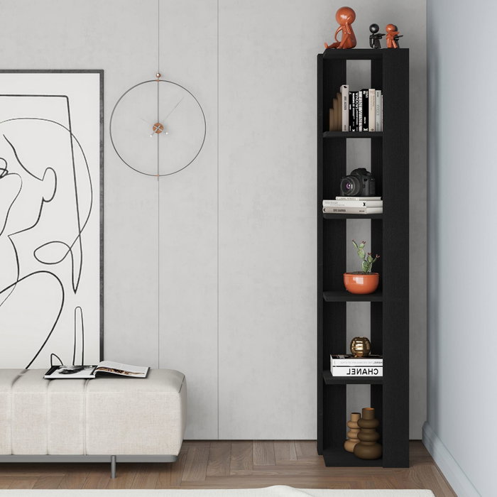 Hanah Home Nati Corner - Estantería de Madera Negra